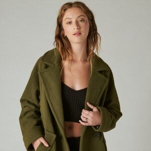 Lucky Brand Solid Double Breasted Coat NWT